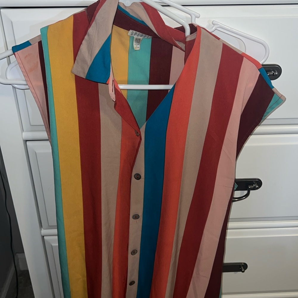 Multicolor Button Up Sleeveless dress